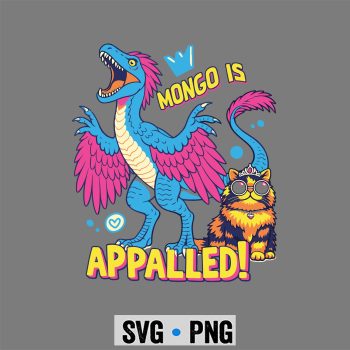 Retro Mongo is Appalled Princess Cat Riding Dinosaur SVG PNG