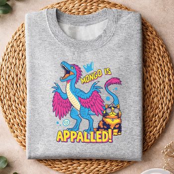 Alternative view of Retro Mongo is Appalled Princess Cat Riding Dinosaur SVG PNG