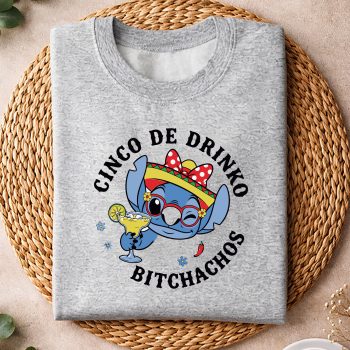 Alternative view of Stitch Cinco De Drinko Bitchachos Skeleton Margarita Drinking SVG PNG