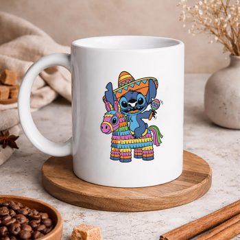 StitchRidingPinataCincoDeMayoBlueAlienFiestamug
