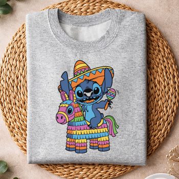 Alternative view of Stitch Riding Pinata Cinco De Mayo Blue Alien Fiesta SVG PNG