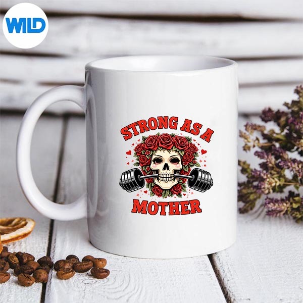 Strong As A Mother Skull Floral Barbell Weightlifting Mom SVG PNG 3 Strong As A Mother Skull Floral Barbell Weightlifting Mom SVG PNG - Image 3