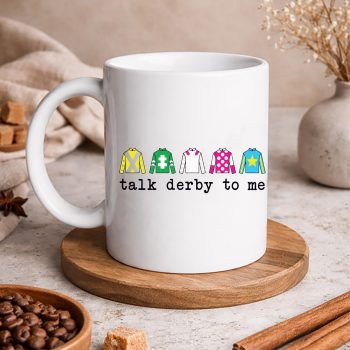 TalkDerbytoMeDerbyHorseRacingSilksJockeymug