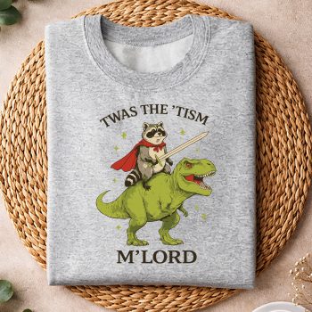 Alternative view of The Tism M Lord Raccoon Riding Dinosaur SVG PNG