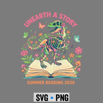 Classic Shop 3 Unearth a Story Summer Library Reading 2026 Dino Skeleton SVG PNG