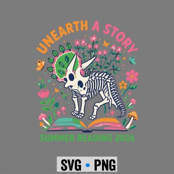 Reading, Unearth a Story Summer Reading 2026 Dino Skeleton SVG PNG