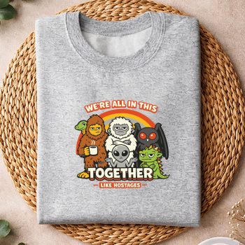 Alternative view of We Are All in This Together Like Hostages Bigfoot Sarcastic SVG PNG