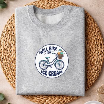Alternative view of Will Bike for Ice Cream Cute Classic Bicycle Ice Cream SVG PNG