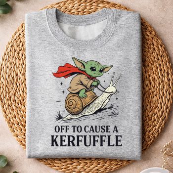 Alternative view of Baby Yoda Kerfuffle SVG, Baby Yoda Off to Cause A Kerfuffle Funny Meme SVG PNG