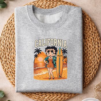 Alternative view of Betty Boop California SVG, Betty Boop California Retro Surfing California Beach Sunset Summer SVG PNG
