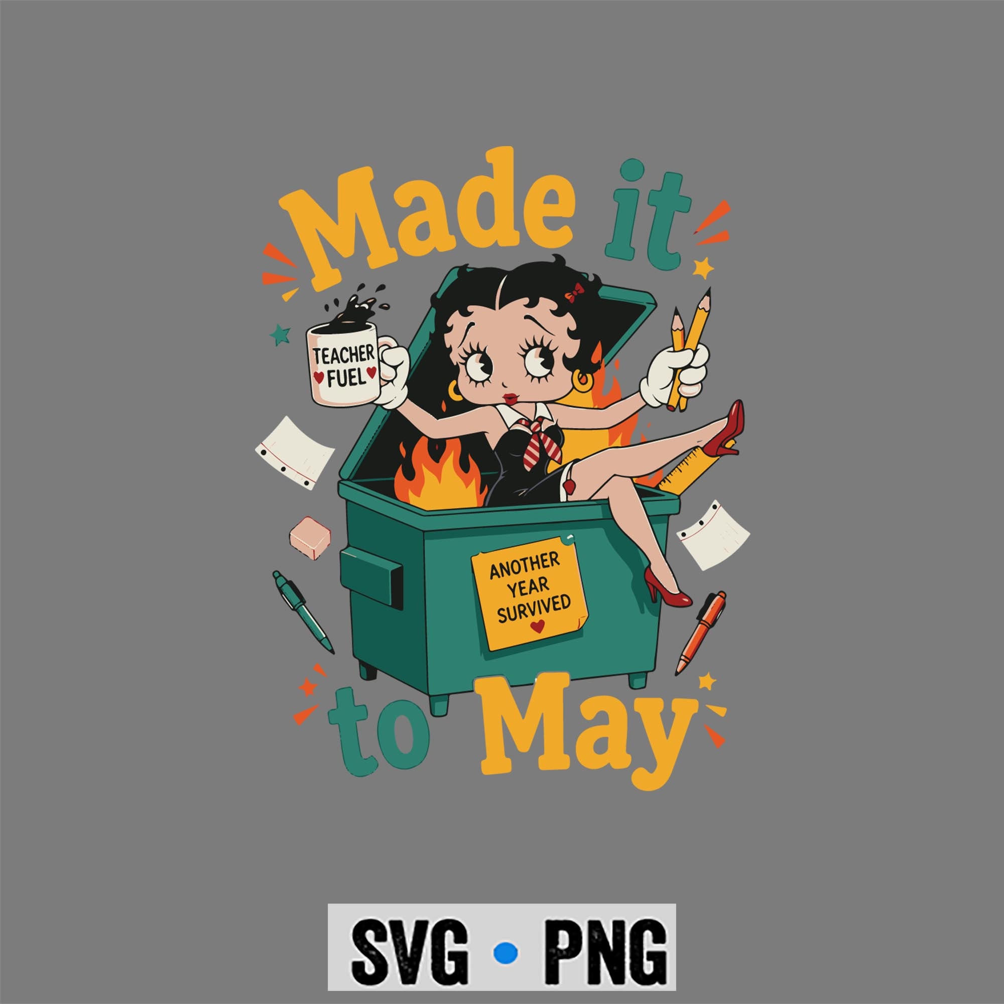 Last Day Betty Boop SVG, Betty Boop Made It to May Dumpster Teacher Last Day of School SVG PNG 1 Last Day Betty Boop SVG, Betty Boop Made It to May Dumpster Teacher Last Day of School SVG PNG