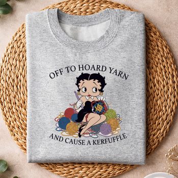 Alternative view of Betty Boop Yarn SVG, Betty Boop Off to Hoard Yarn Knitting Crochet Knitter SVG PNG