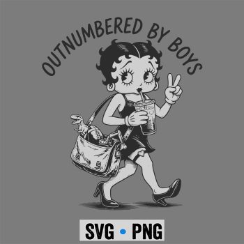 Mothers Day, Betty Boop Outnumbered By Boys Funny Mom Mama SVG PNG