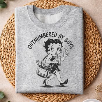 Alternative view of Mothers Day, Betty Boop Outnumbered By Boys Funny Mom Mama SVG PNG