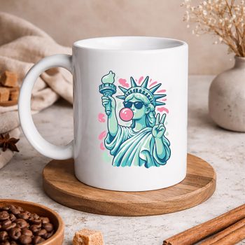 Statue Liberty Bubble SVG, Brushstroke Statue of Liberty Blowing Bubble Gum 4th of July SVG PNG 5 BrushstrokeStatueofLibertyBlowingBubbleGum4thofJulymug