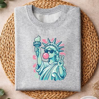 Alternative view of Statue Liberty Bubble SVG, Brushstroke Statue of Liberty Blowing Bubble Gum 4th of July SVG PNG