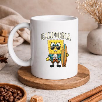 CaliforniaRetroSurfingCaliforniaBeachSunsetSummerSpongebobmug