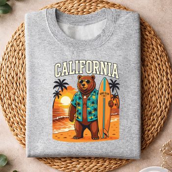 Alternative view of California Bear SVG, California Retro Surfing California Beach Sunset Summer SVG PNG