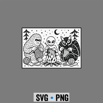 Crochet, Campfire Crochet Club Funny Bigfoot Alien Mothman Knitting SVG PNG