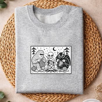 Alternative view of Crochet, Campfire Crochet Club Funny Bigfoot Alien Mothman Knitting SVG PNG