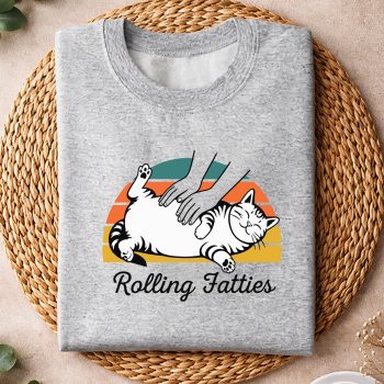 Alternative view of Cat, Chubby Tabby Cat Pure Bread Rolling Fatties Funny Vintage SVG PNG