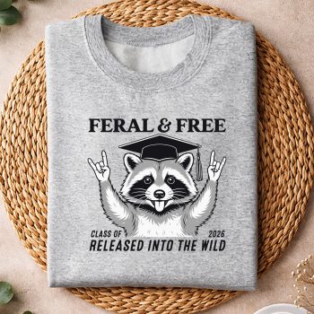 Alternative view of Raccoon Graduation SVG, Cute Feral and Free Class of 2026 Funny Raccoon Graduation SVG PNG