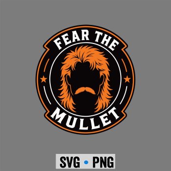 Fear Mullet Football SVG, Fear The Mullet Ginger Yinzer Mustache Football SVG PNG