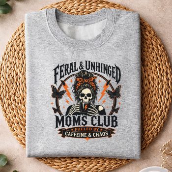 Alternative view of Moms Club, Feral and Unhinged Moms Club Skull Funny Mom Life SVG PNG
