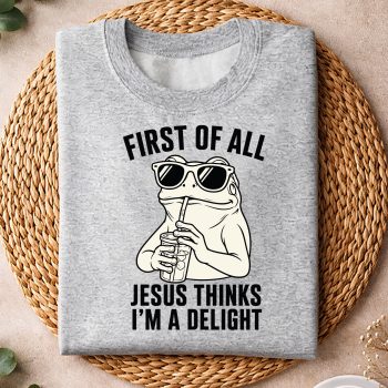 Alternative view of Frog Jesus Delight SVG, First of All Jesus Thinks Im a Delight Frog Christian SVG PNG