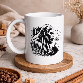 Bigfoot, Funny Bigfoot Blowing Wishes Dandelion Nature Vintage SVG PNG 5 FunnyBigfootBlowingWishesDandelionNatureVintagemug
