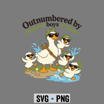 Duck Mom, Funny Outnumbered By Boys Duck Mom of Boys Mothers Day SVG PNG