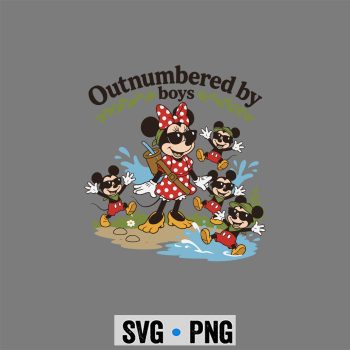 Mickey Mom, Funny Outnumbered By Boys Mickey Mom of Boys Mothers Day SVG PNG