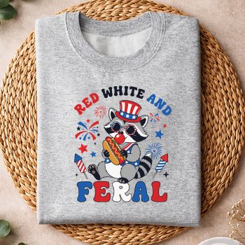 Alternative view of Raccoon Red White Feral SVG, Funny Raccoon Red White Feral 4th of July Patriot SVG PNG