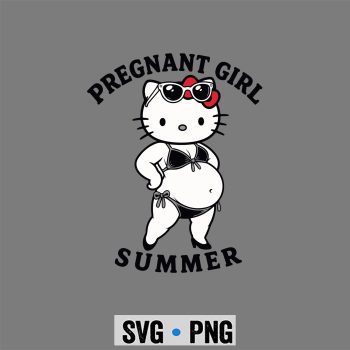 Hello Kitty Pregnant SVG, Hello Kitty Pregnant Girl Summer Funny Pregnancy SVG PNG