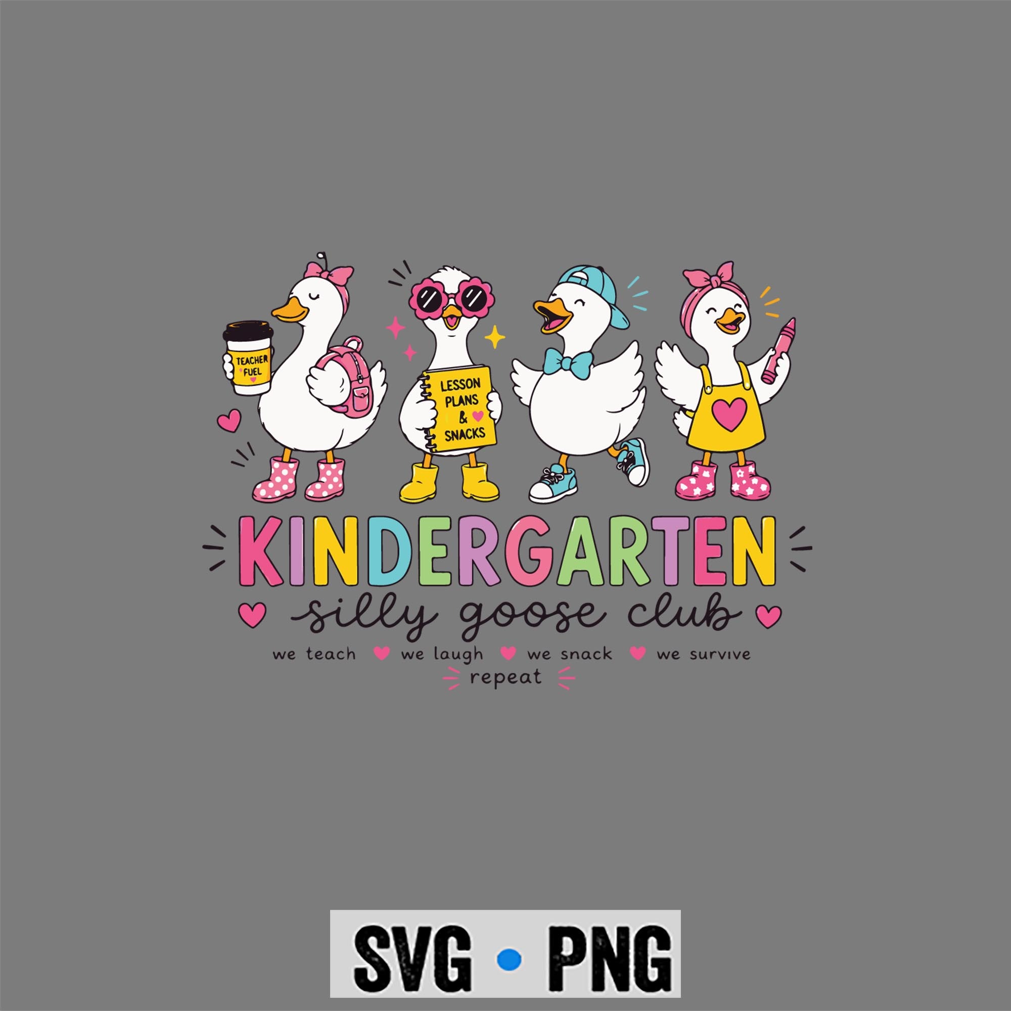 Kindergarten Goose SVG, Kindergarten Goose Silly Teacher Funny Goose Back to School SVG PNG 1 Kindergarten Goose SVG, Kindergarten Goose Silly Teacher Funny Goose Back to School SVG PNG