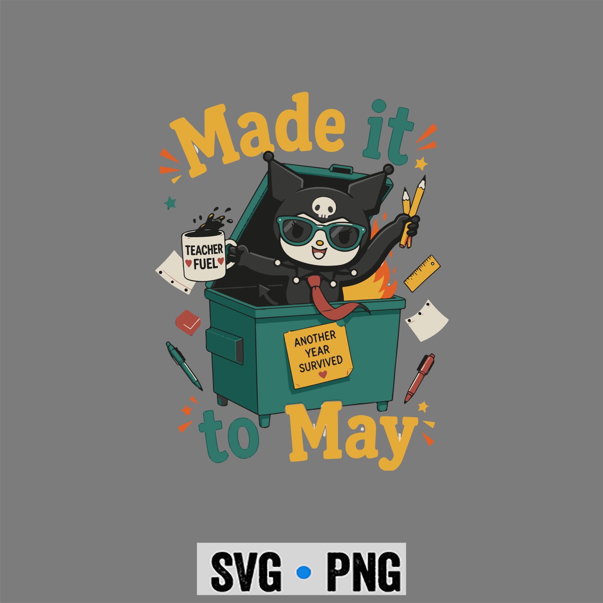 Kuromi Last Day SVG, Kuromi Made It to May Dumpster Teacher Last Day of School SVG PNG 1 Kuromi Last Day SVG, Kuromi Made It to May Dumpster Teacher Last Day of School SVG PNG
