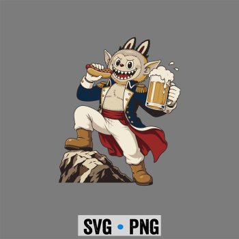 Labubu 4th of July SVG, Labubu Freedom Patriot Hot Dog Beer 4th of July SVG PNG
