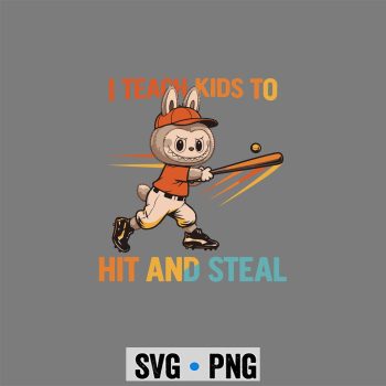Labubu Teach Baseball SVG, Labubu I Teach Kids to Hit and Steal Baseball SVG PNG
