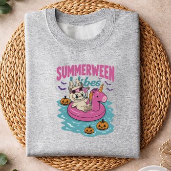 Alternative view of Labubu Summerween SVG, Labubu Summerween Vibes Funny Summer Unicorn Halloween SVG PNG