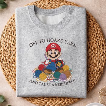Alternative view of Mario Yarn SVG, Mario Off to Hoard Yarn Knitting Crochet Knitter SVG PNG