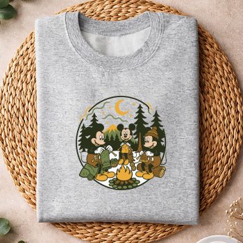 Alternative view of Mickey Mouse Knitting, Mickey Mouse Campfire Knitting Friends Retro Knit SVG PNG