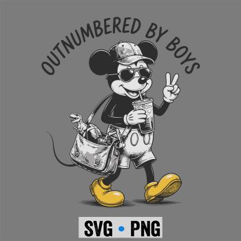 Motherhood, Mickey Outnumbered By Boys Funny Mom Mama SVG PNG