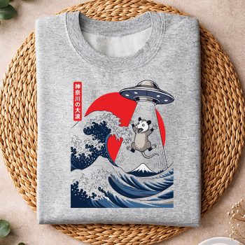 Alternative view of Opossum UFO Kanagawa SVG, Opossum UFO Abduction Great Wave Kanagawa SVG PNG