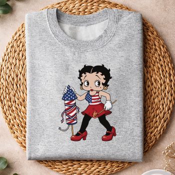 Alternative view of Betty Boop Patriot SVG, Patriotic Betty Boop USA Flag Firework 4th of July SVG PNG