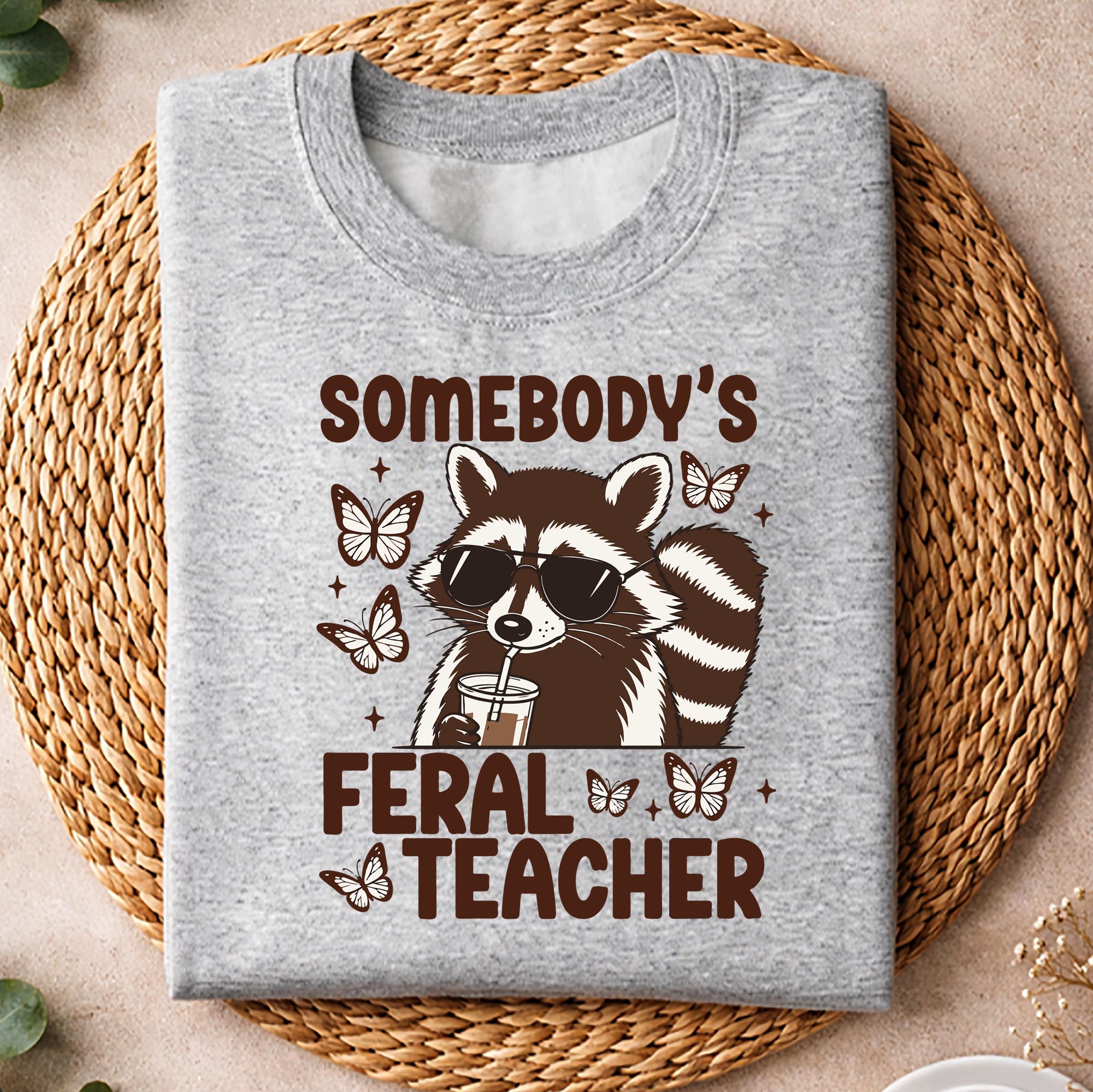 Feral Teacher Raccoon SVG, Retro Somebodys Feral Teacher Funny Raccoon Butterflies SVG PNG 2 Feral Teacher Raccoon SVG, Retro Somebodys Feral Teacher Funny Raccoon Butterflies SVG PNG - Image 2