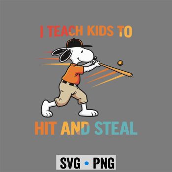 Snoopy Dad Baseball SVG, Snoopy Dad I Teach Kids to Hit and Steal Baseball SVG PNG