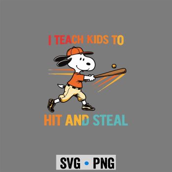 Snoopy Teach Baseball SVG, Snoopy I Teach Kids to Hit and Steal Baseball SVG PNG