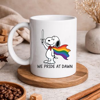 SnoopyWePrideAtDawnFunnyLGBTSupportPrideMonthmug