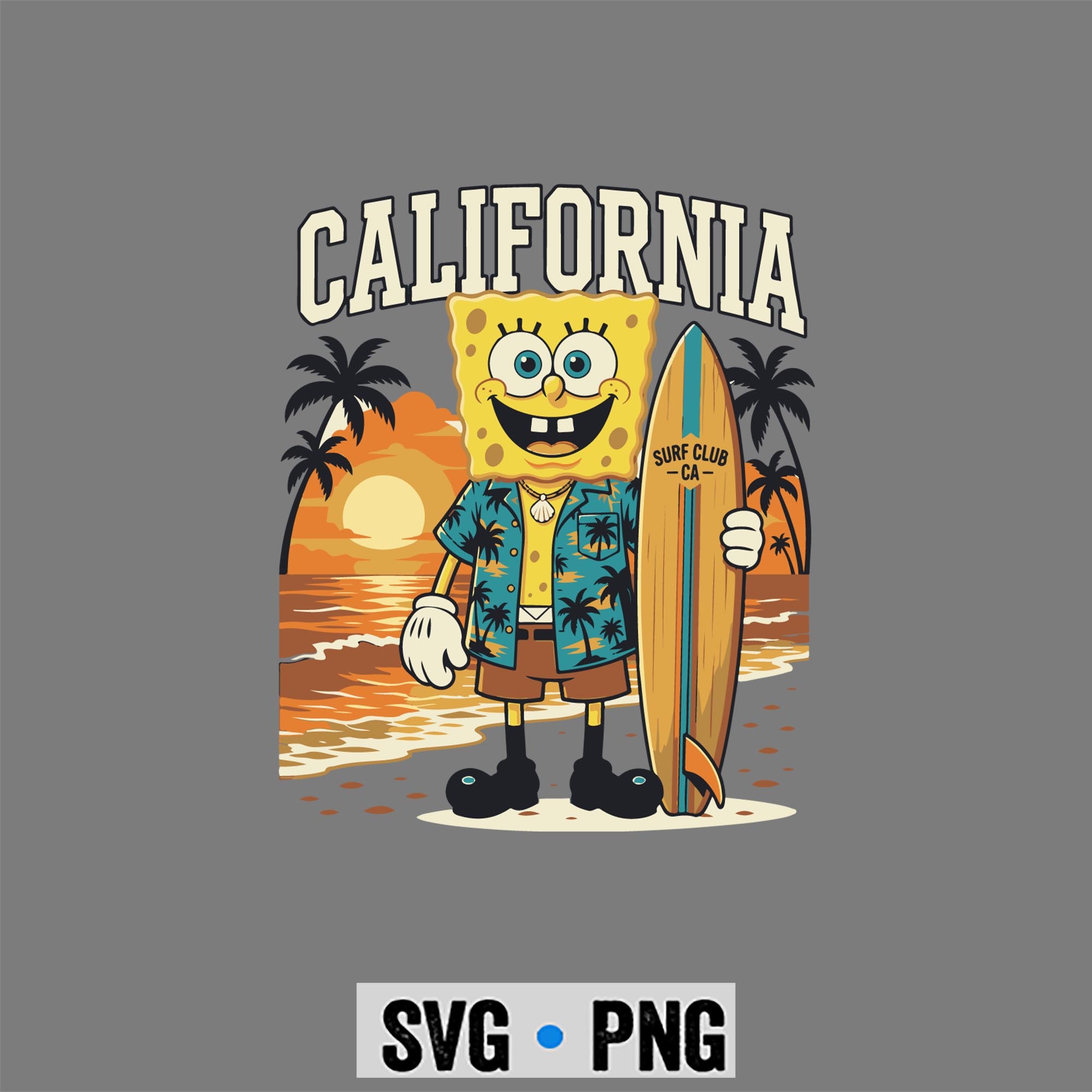 Spongebob California SVG, Spongebob California Retro Surfing California Beach Sunset Summer SVG PNG 1 Spongebob California SVG, Spongebob California Retro Surfing California Beach Sunset Summer SVG PNG