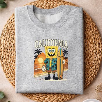 Alternative view of Spongebob California SVG, Spongebob California Retro Surfing California Beach Sunset Summer SVG PNG